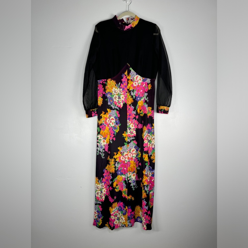 Vintage Montgomery Ward Maxi Dress Sz 8 Floral Conservative